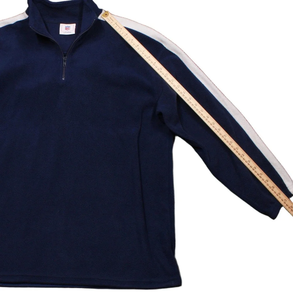 NFL Mens Quarter Zip Fleece Pullover Navy Blue White Stripe 2XL 0815010 C3